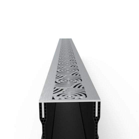 1m Threshold Slim Drain with Waves 316 Stainless Steel Grating (65 x 100mm Deep)