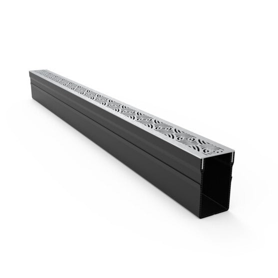 1m Threshold Slim Drain with Waves 316 Stainless Steel Grating (65 x 100mm Deep)