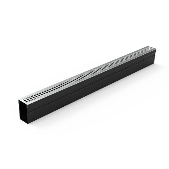 1m Threshold Slim Drain with Hexagon 316 Stainless Steel Grating (65 x 100mm Deep)