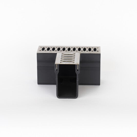 Threshold Slim Drain T-Unit with Hexagon 316 Stainless Steel Grating (65 x 100mm Deep)