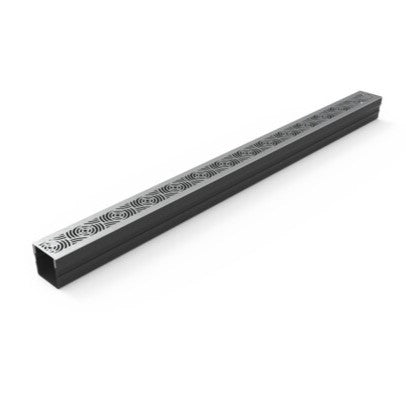 1m Threshold Slim Drain with Waves 316 Stainless Steel Grating (65 x 60mm Shallow)