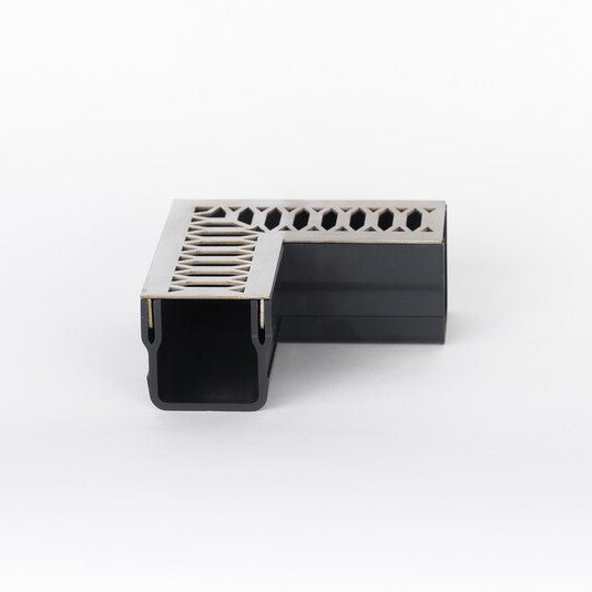 Threshold Slim Drain Corner Unit with Hexagon 316 Stainless Steel Grating (65 x 60mm Shallow)