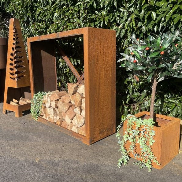 Corten Steel Square Log Store