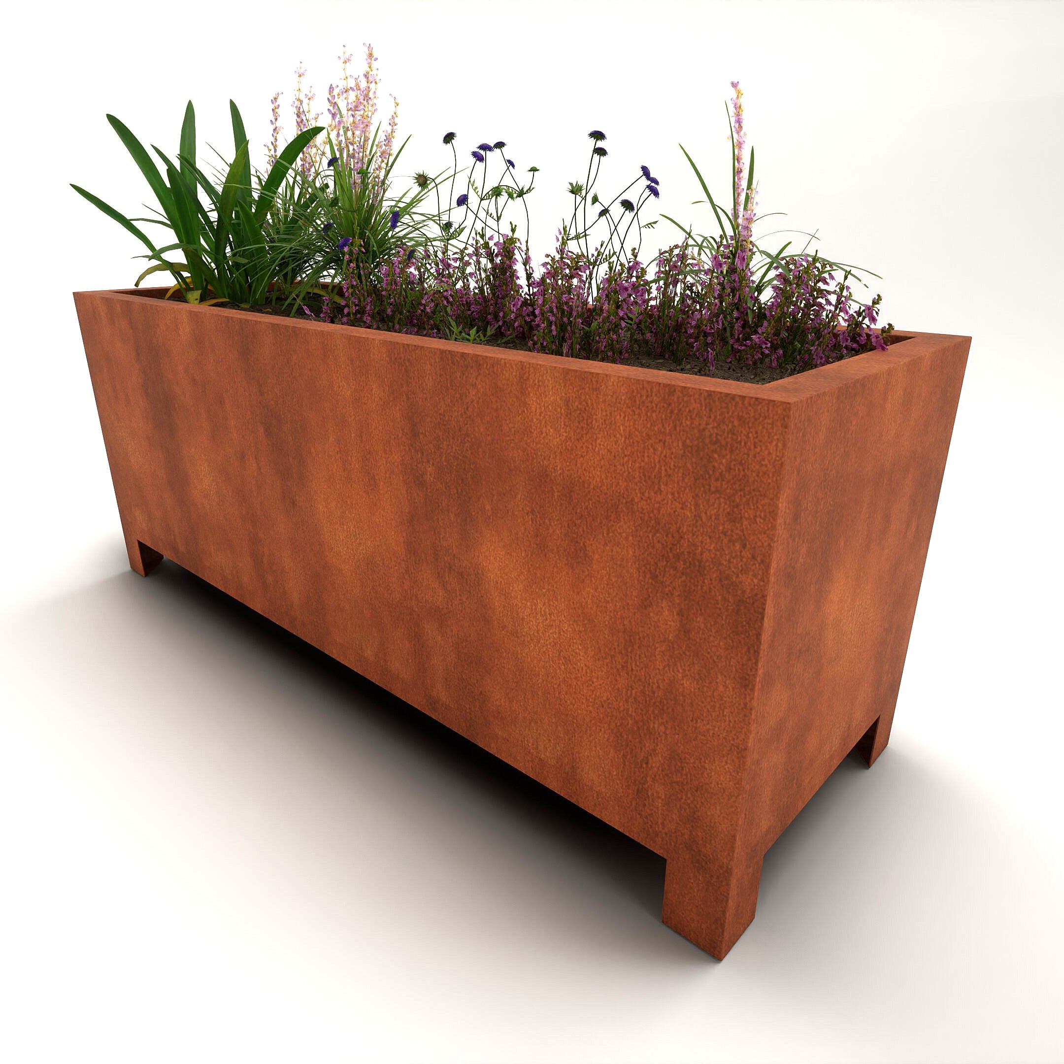 Corten Steel Arden Trough Planter With Feet