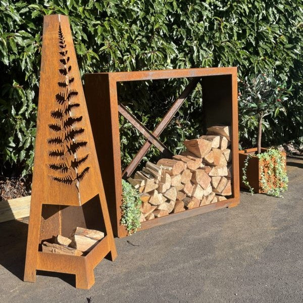 Corten Steel Square Log Store