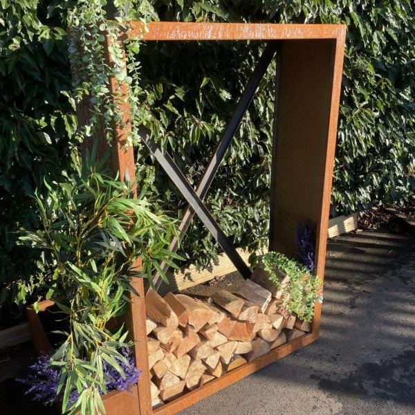 Corten Steel Tall Log Store