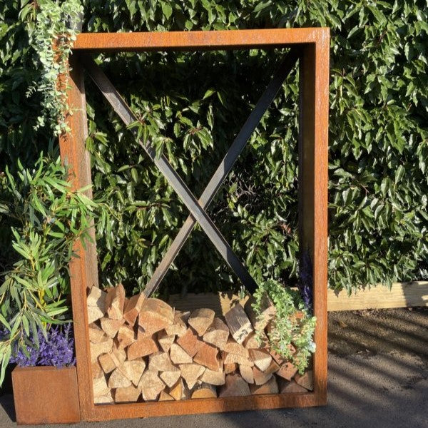Corten Steel Tall Log Store