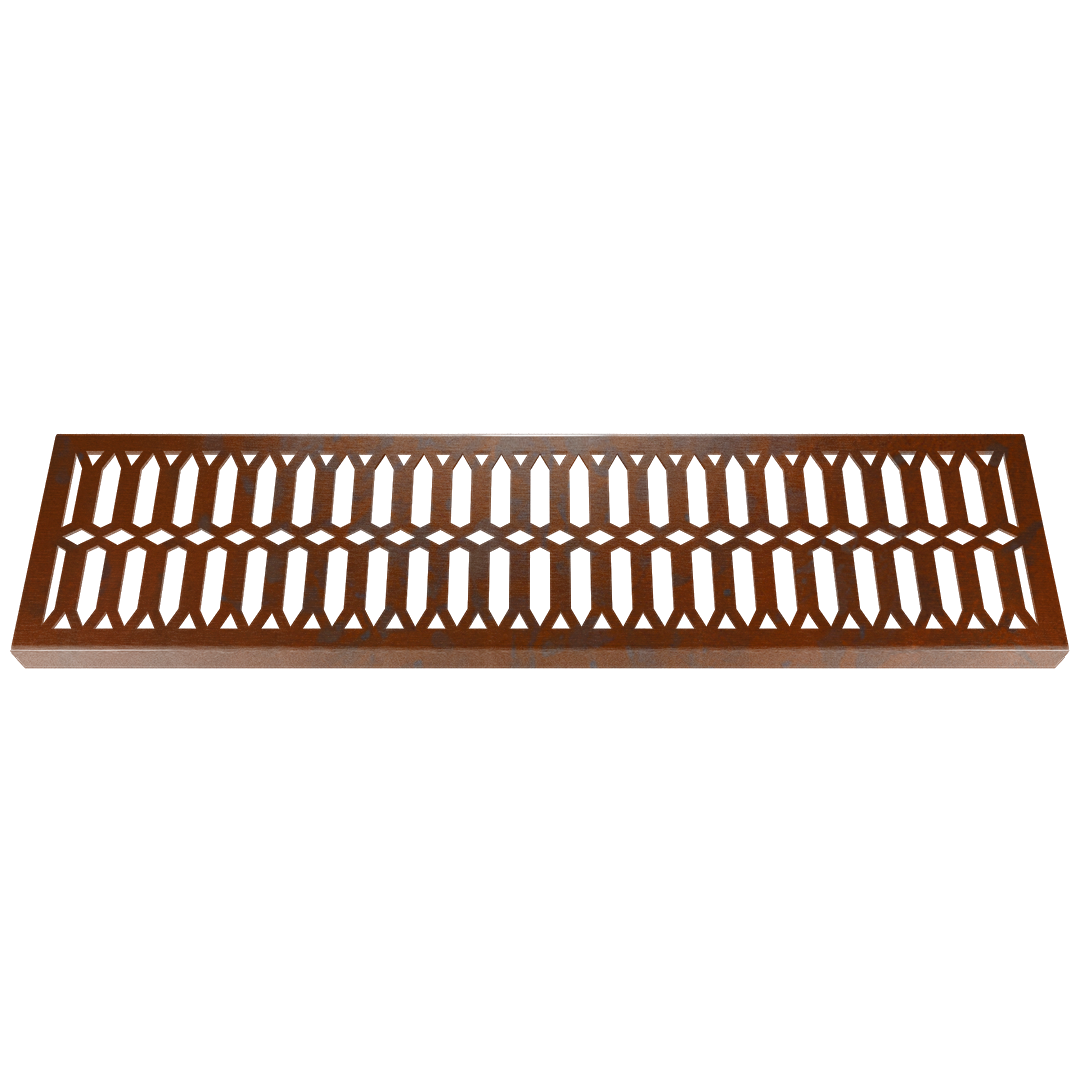 Diamond Corten Steel Channel Drain Grate 125 x 1000mm (5 Inch)