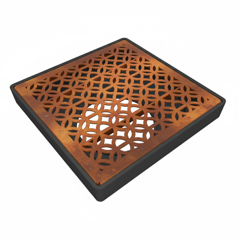 Double Archez Corten Steel Square Gully Cover (300 x 300mm)