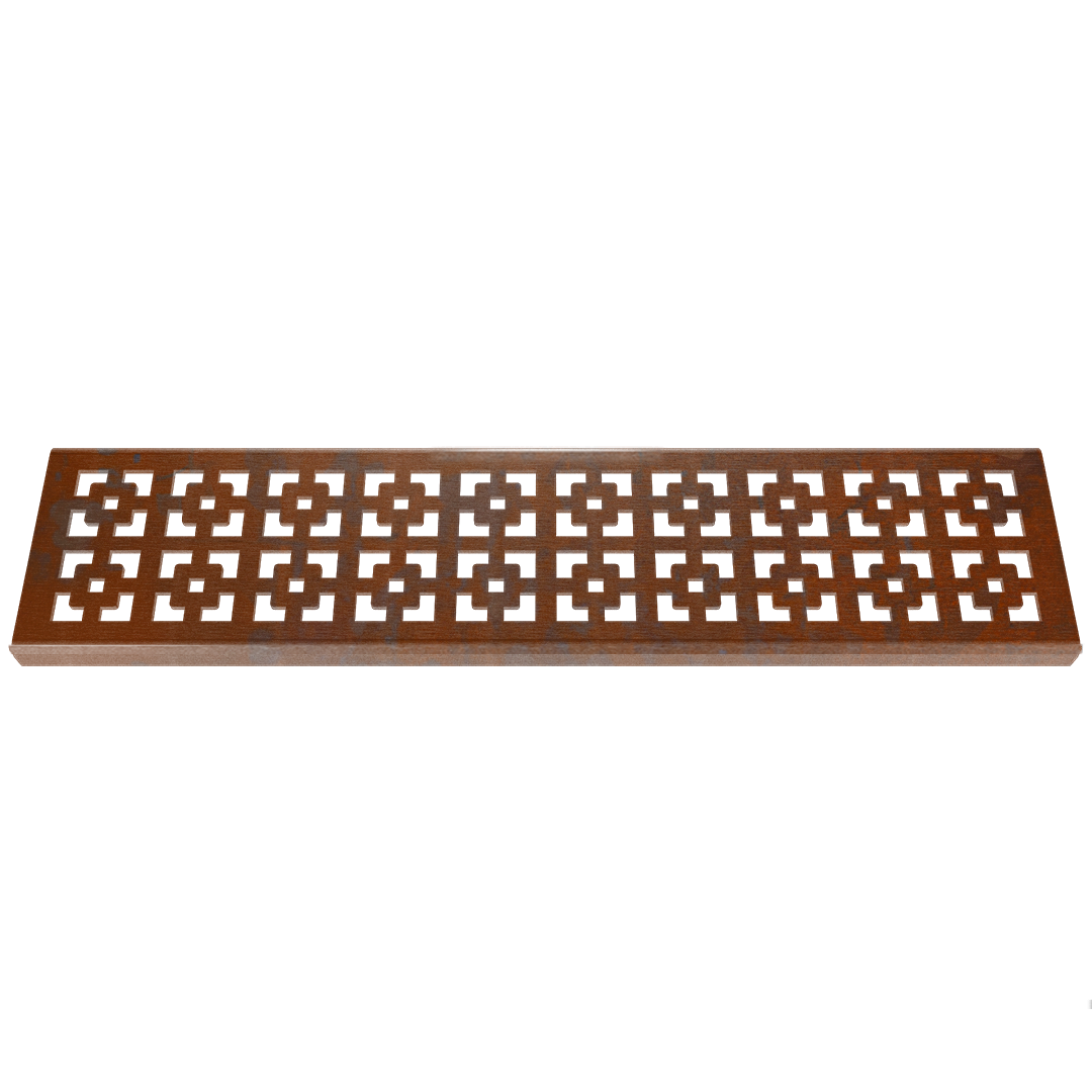 Geo Squares Corten Steel Channel Drain Grate 75 x 913mm (3 Inch)