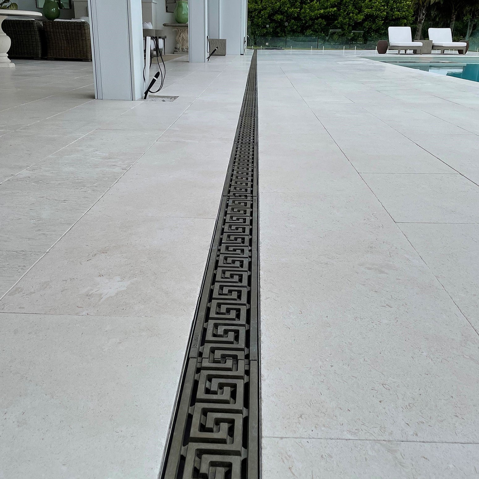 Greek Key Cast Iron Channel Drain Grate 494 x 125mm (20 x 5 Inch)