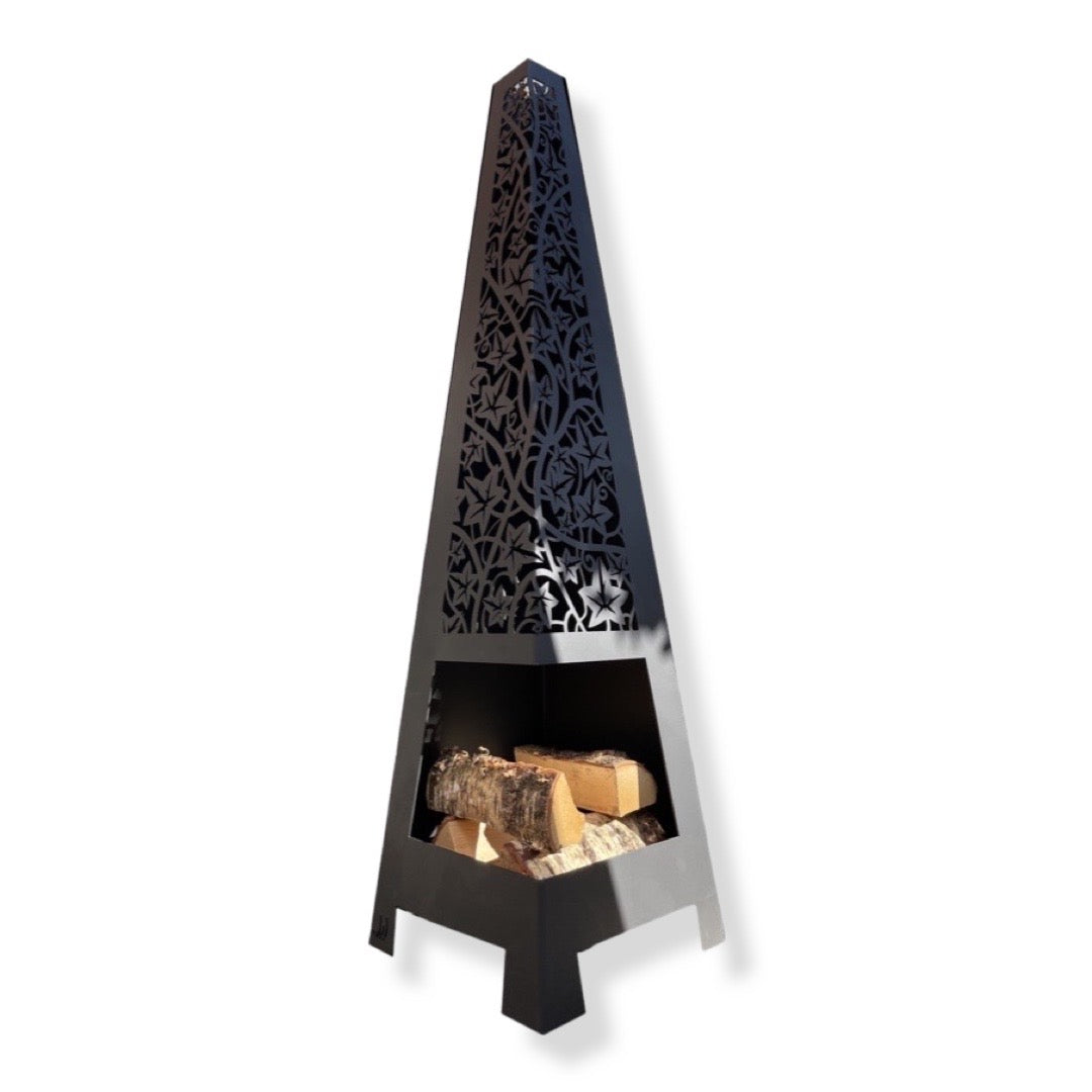 Mild Steel Chiminea Climbing Ivy