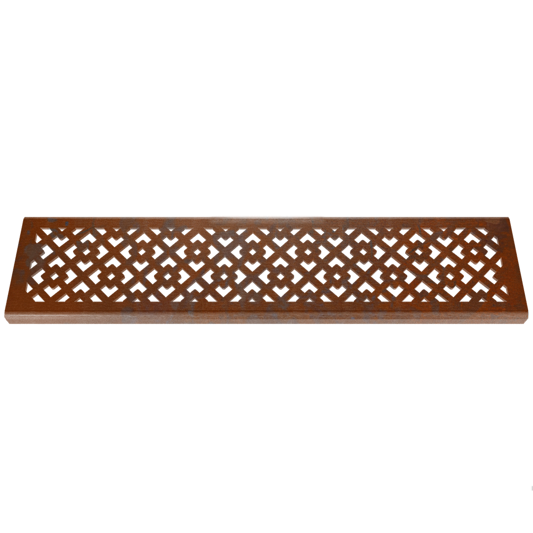 Oblique Corten Steel Channel Drain Grate 75 x 913mm (3 Inch)