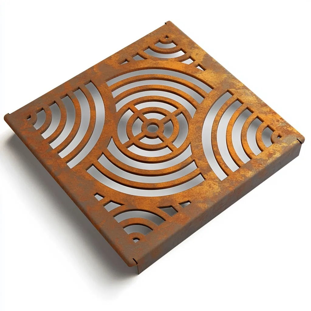 Replacement / Retrofit Square Gully Waves Corten Steel Grating (148 x 148mm)