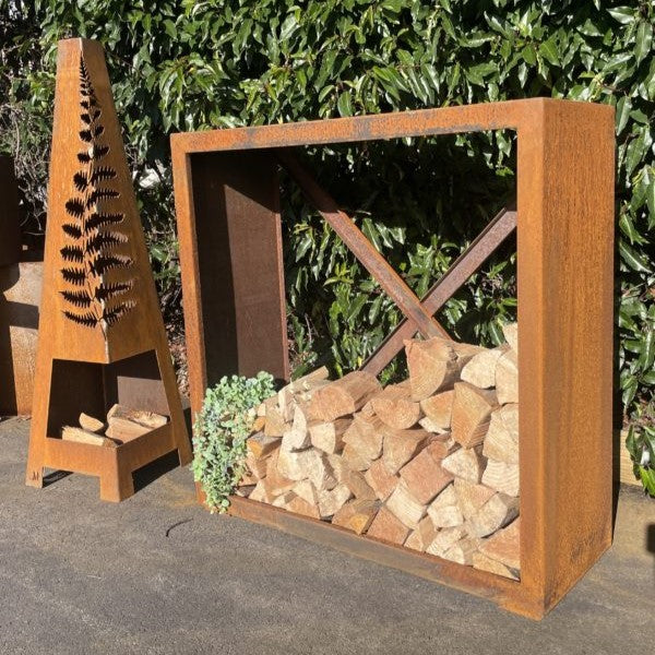 Corten Steel Square Log Store