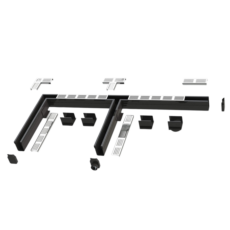 1m Threshold Slim Drain with Stainless Steel Grating (65 x 100mm Deep)
