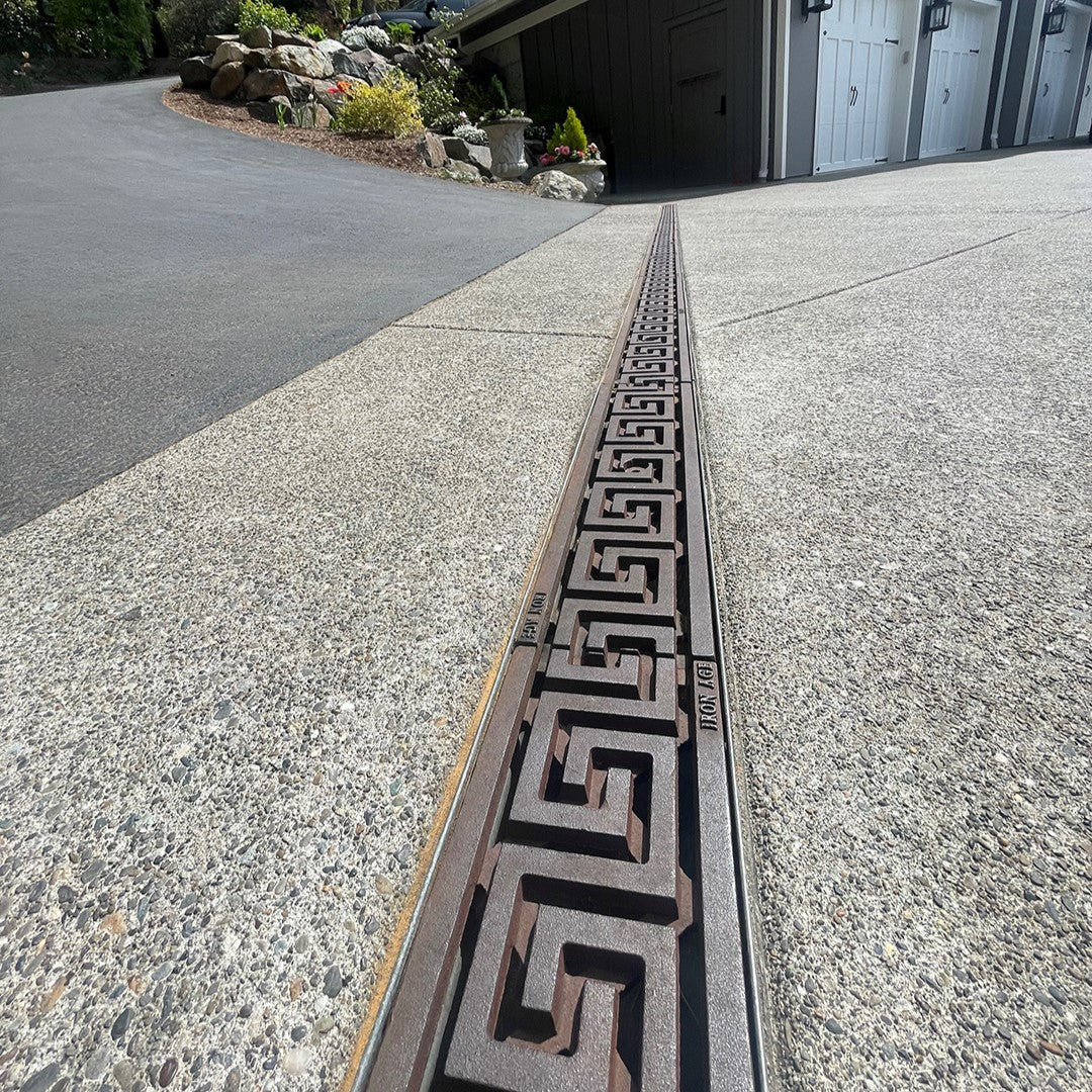 Greek Key Cast Iron Channel Drain Grate 494 x 125mm (20 x 5 Inch)
