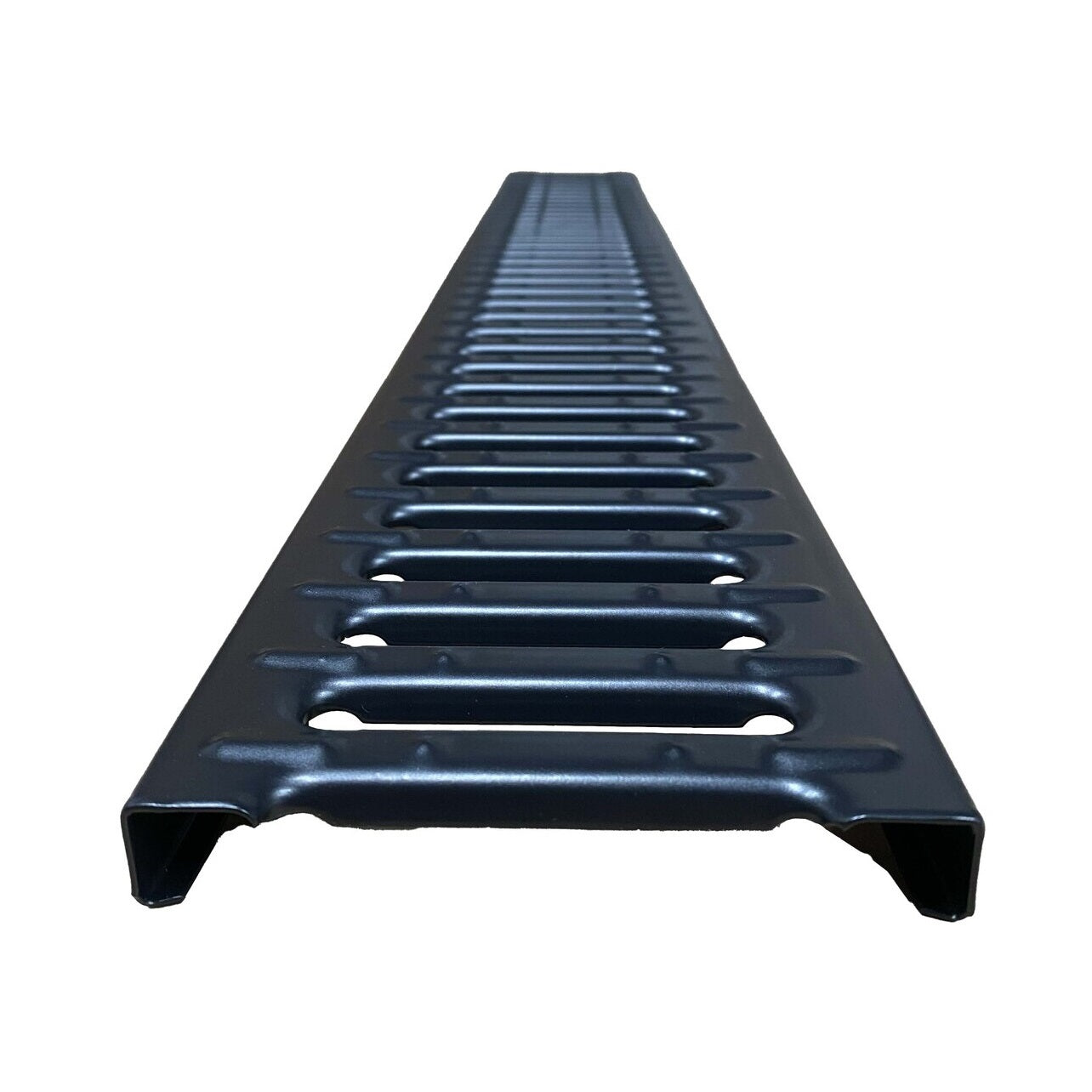 Black Powder Coated Galvanised Steel Channel Drain Grate 125mm x 1000mm (5 Inch)