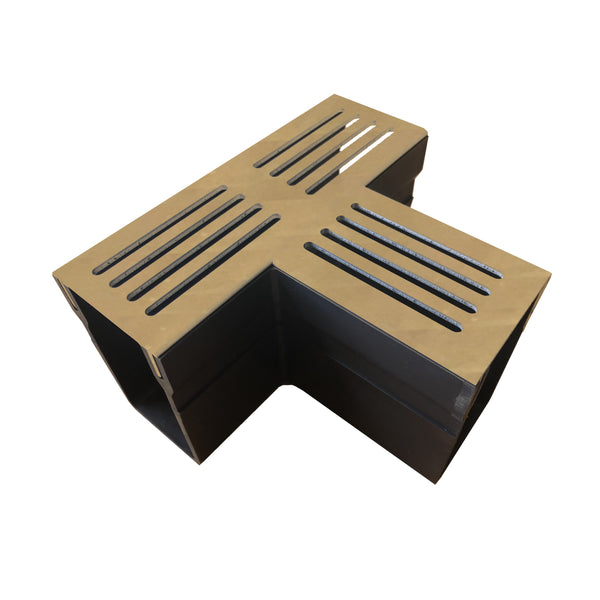 Threshold Slim Drain TUnit with Corten Steel Grating (65 x 100mm Deep