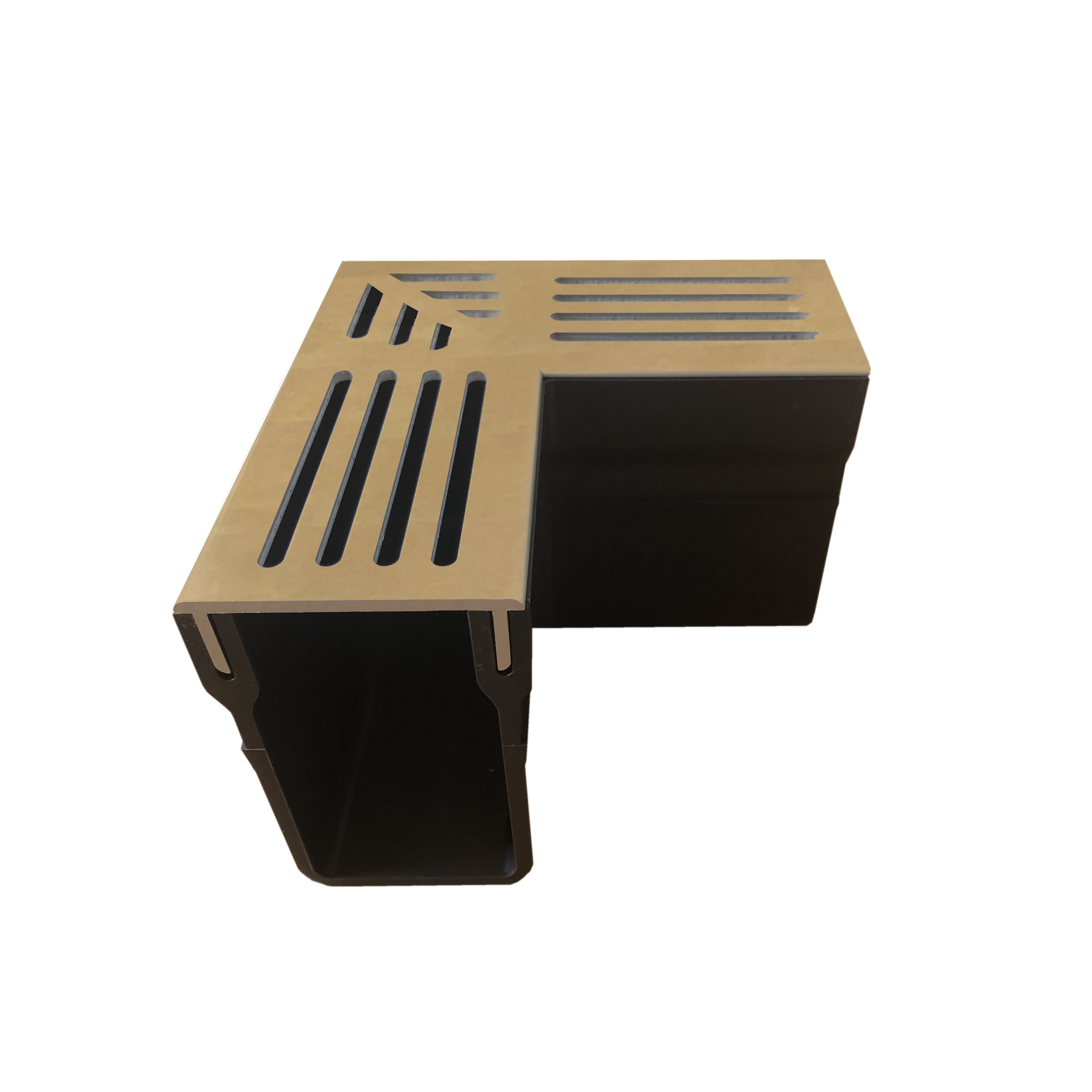 Threshold Slim Drain Corner Unit with Corten Steel Grating (65 x 100mm Deep)