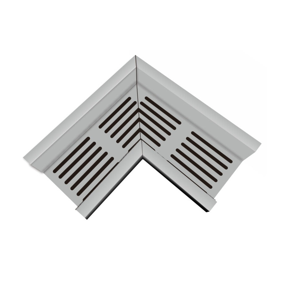 Threshold Stone+ French Drain Corner Unit with Silver Aluminium Recessed Grating (105 x 100mm Deep)