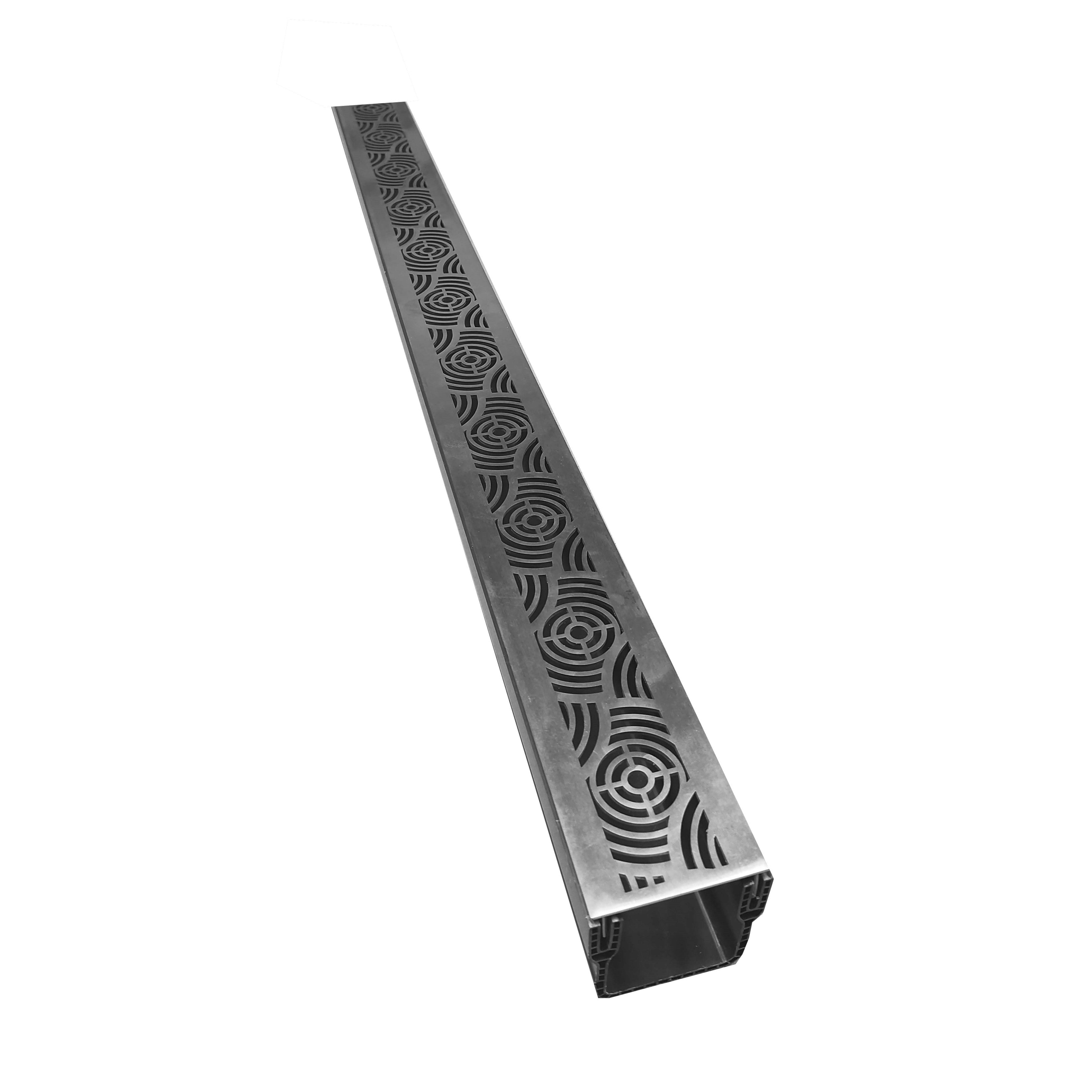 1m Threshold Slim Drain with Waves 316 Stainless Steel Grating (65 x 60mm Shallow)