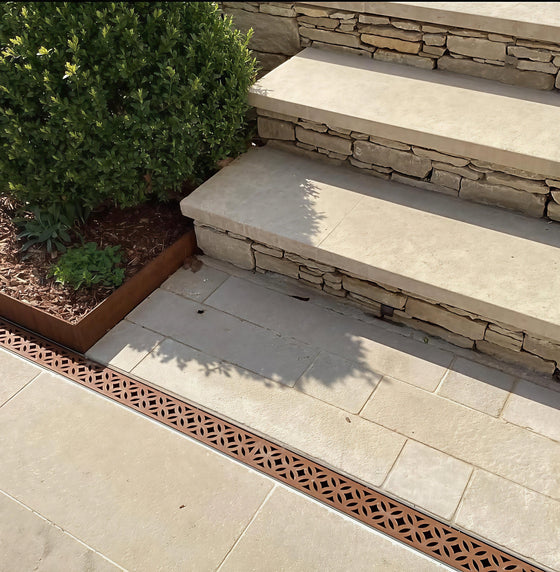 5 X Grey Channel With Galvanised Steel Grate Ultra Low Profile Shallow Flow Drain Plastic Grating 50mm Deep X 1m Length X 125mm W~5065023747061 01c Mp