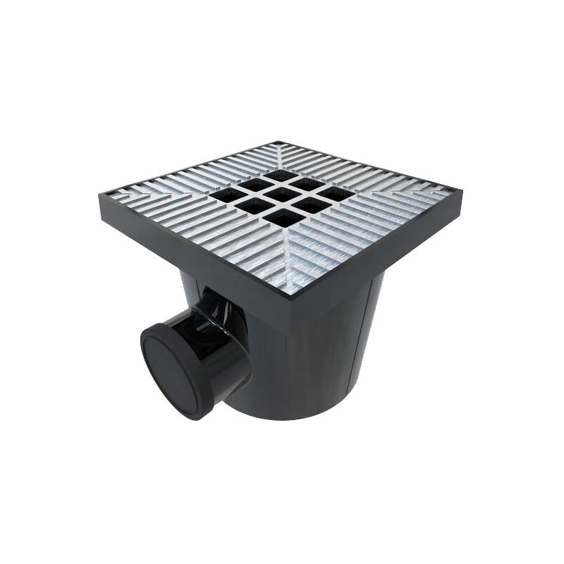 Square Bottle Gully with Decorative Aluminum Cover 200mm (8 Inch)