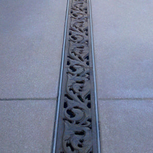 Acanthus Cast Iron Channel Drain Grate 305 x 75mm (12 x 3 Inch)