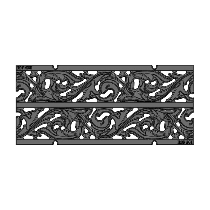 Acanthus Cast Iron Channel Drain Grate 498 x 223mm (20 x 9 Inch)
