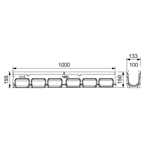 Aquascape Poly-Concrete Channel Drain with Cast Iron Edge 1000L x 140W x 150H - D400 Class (5 Inch)