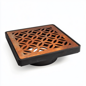 Archez Corten Steel Grating with Black Plastic Gully Ø110mm Spigot (148 x 148mm)