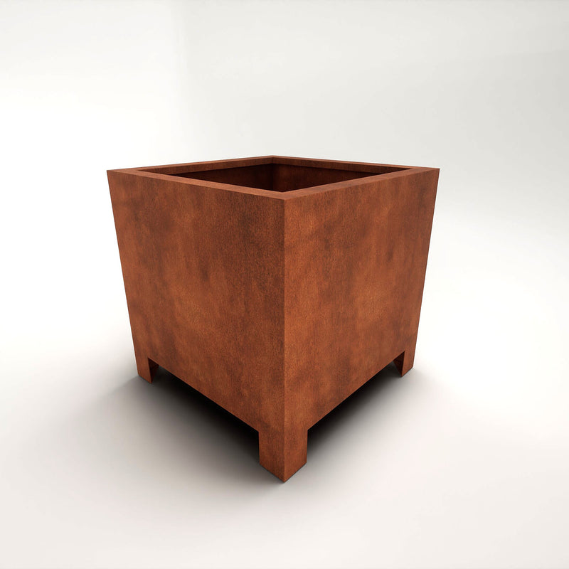 Corten Steel Arden Cube Planter With Feet