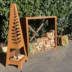 Corten Steel Square Log Store