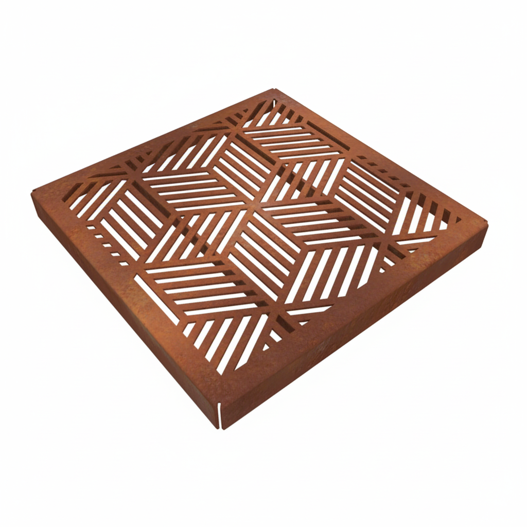 Cubix Corten Steel Square Gully Cover (300 x 300mm)