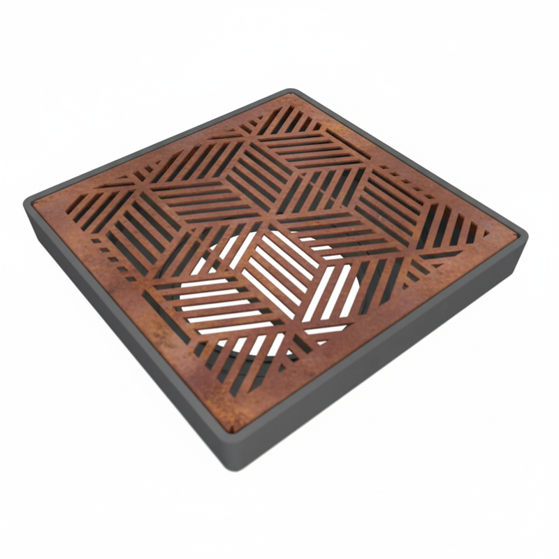 Cubix Corten Steel Square Gully Cover (300 x 300mm)