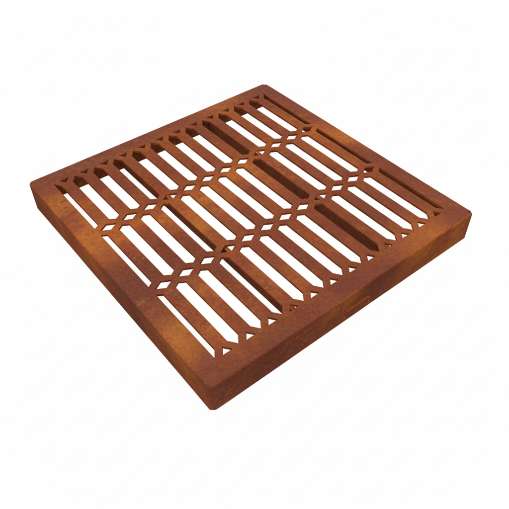 Diamond Corten Steel Square Gully Cover (300 x 300mm)