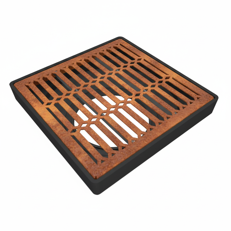 Diamond Corten Steel Square Gully Cover (300 x 300mm)