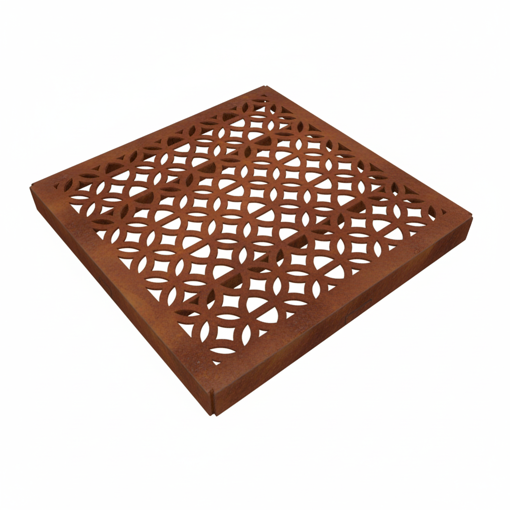 Double Archez Corten Steel Square Gully Cover (300 x 300mm)