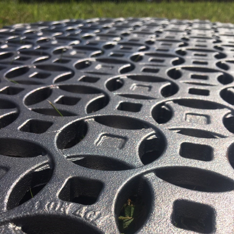 Oblio Couvercle de caniveau rond en fonte 115 mm anti-talon (4 pouces)