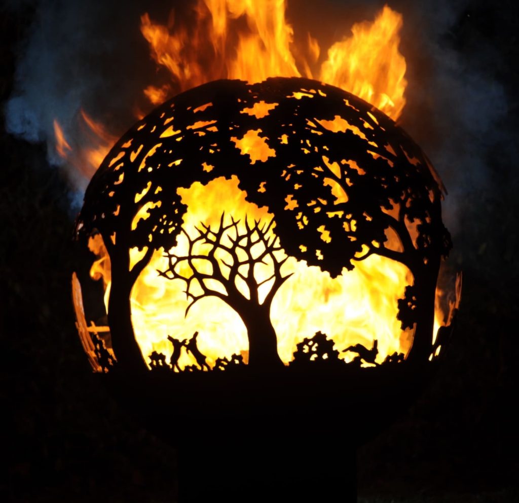 English Country Mild Steel Fire Pit Sphere