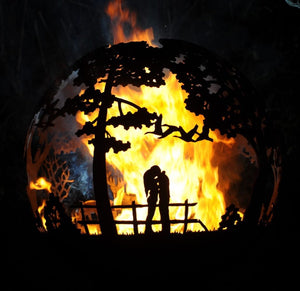 English Country Mild Steel Fire Pit Sphere