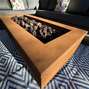 Corten Steel Vulcan Rectangle Gas Fire Pit