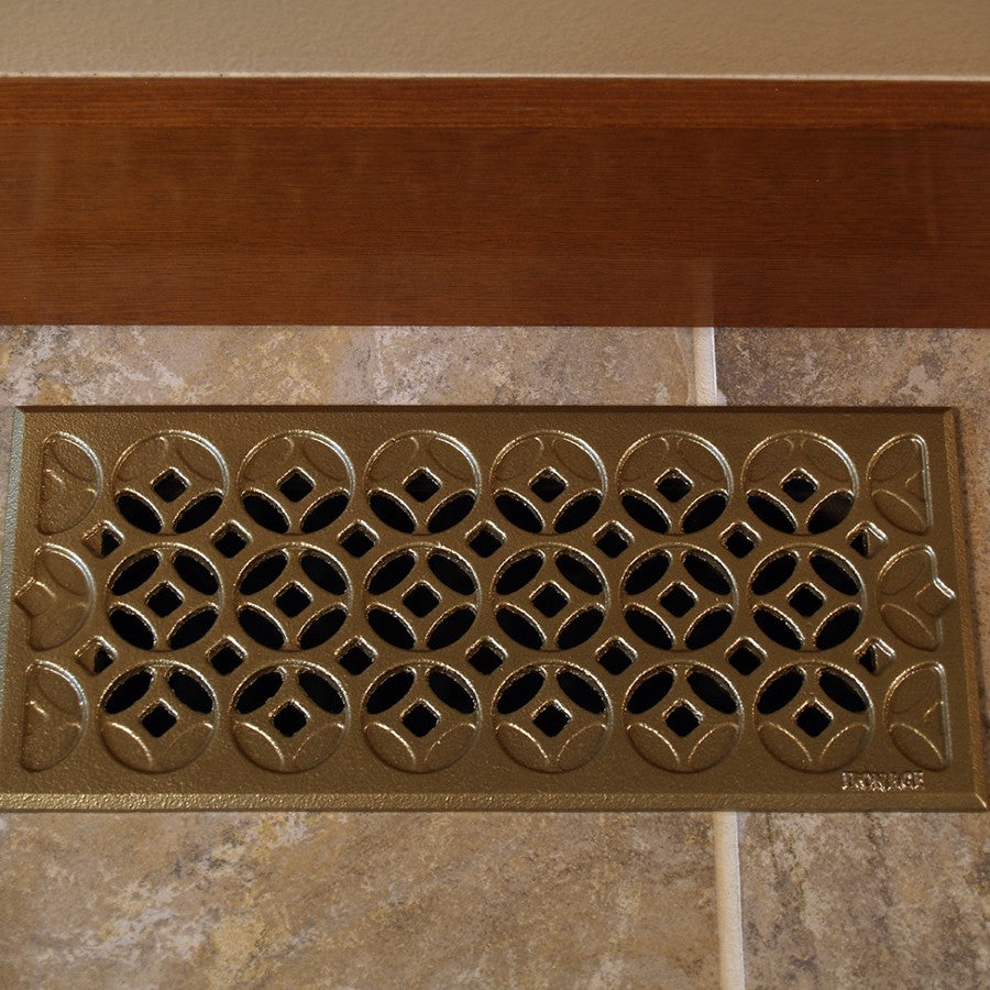 Interlaken Cast Iron Floor Register Grate 245 x 92mm (10 x 4 Inch)