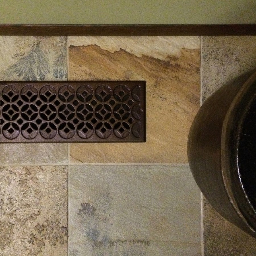 Interlaken Cast Iron Floor Register Grate 295 x 92mm (12 x 4 Inch)