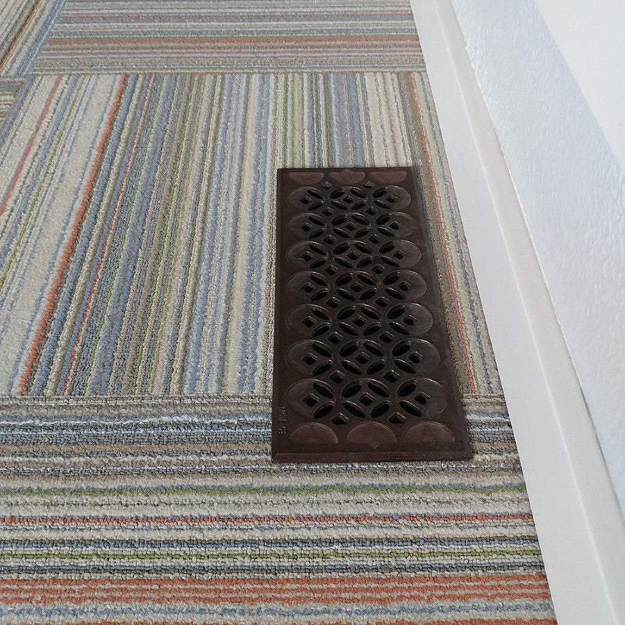 Interlaken Cast Iron Floor Register Grate 295 x 92mm (12 x 4 Inch)