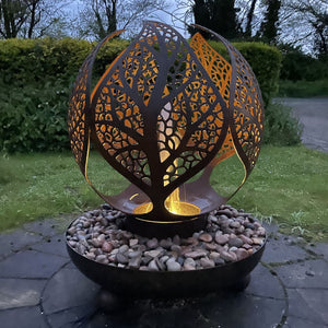Leaf Sphere Mild Steel Water Feature with Jet & Tub