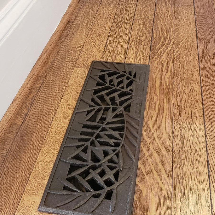 Locust Cast Iron Floor Register Grate 346 x 92mm (14 x 4 Inch)