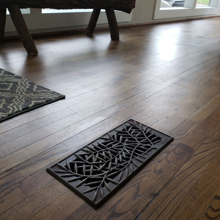 Locust Cast Iron Floor Register Grate 346 x 143mm (14 x 6 Inch)