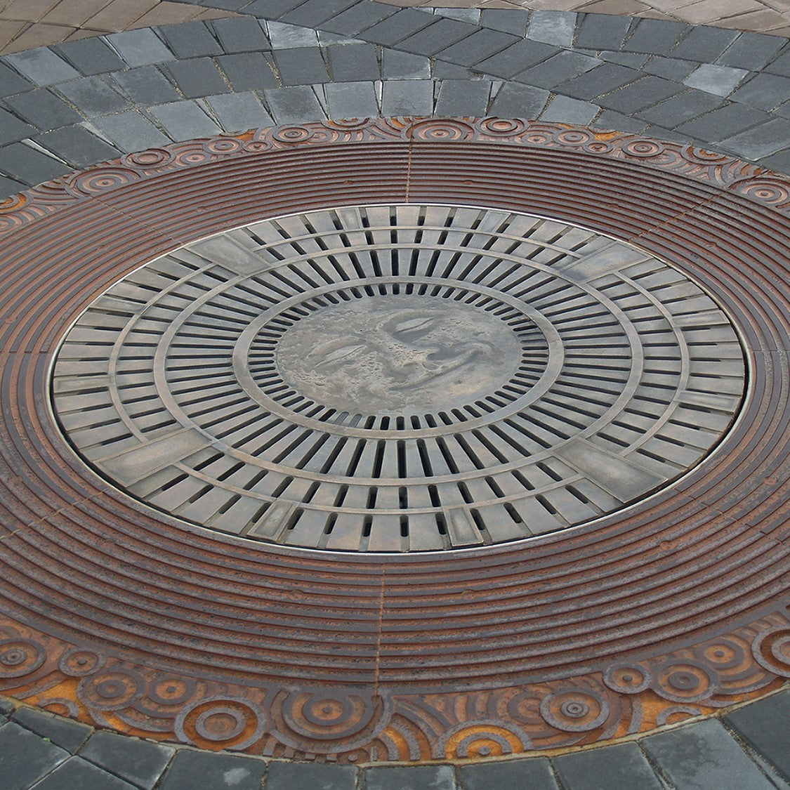 Moon Face Cast Iron Round Gully Cover 1152mm (45 Inch)